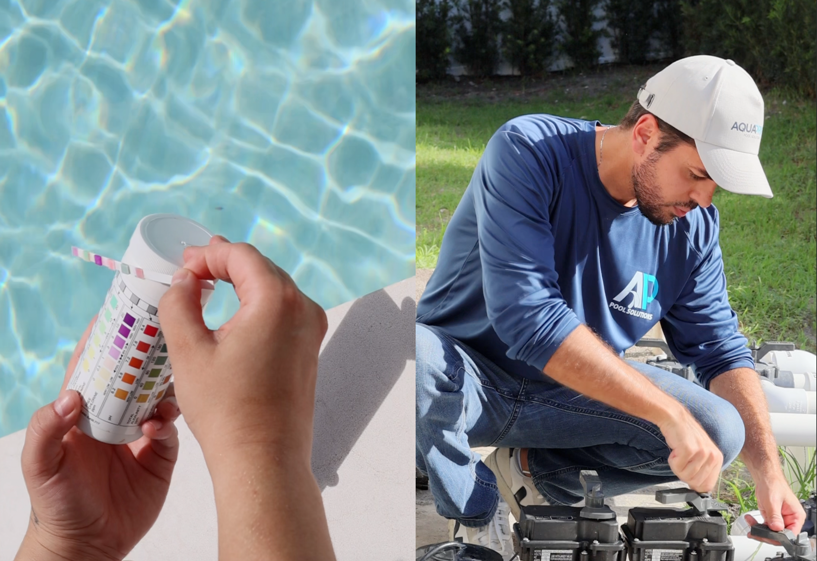 AquaPrime technician brushing a swimming pool in South Florida